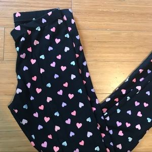 ❤️💜🖤 Black Leggings w Hearts 🖤💜❤️